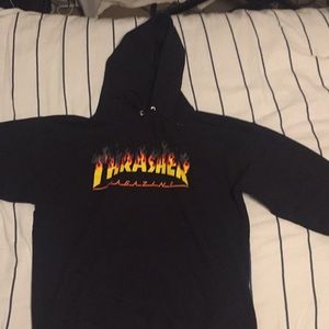 Black Thrasher Magazine hoodie w/ flame logo